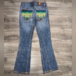 Antik Denim Serape Size 27 Boot Cut Distressed